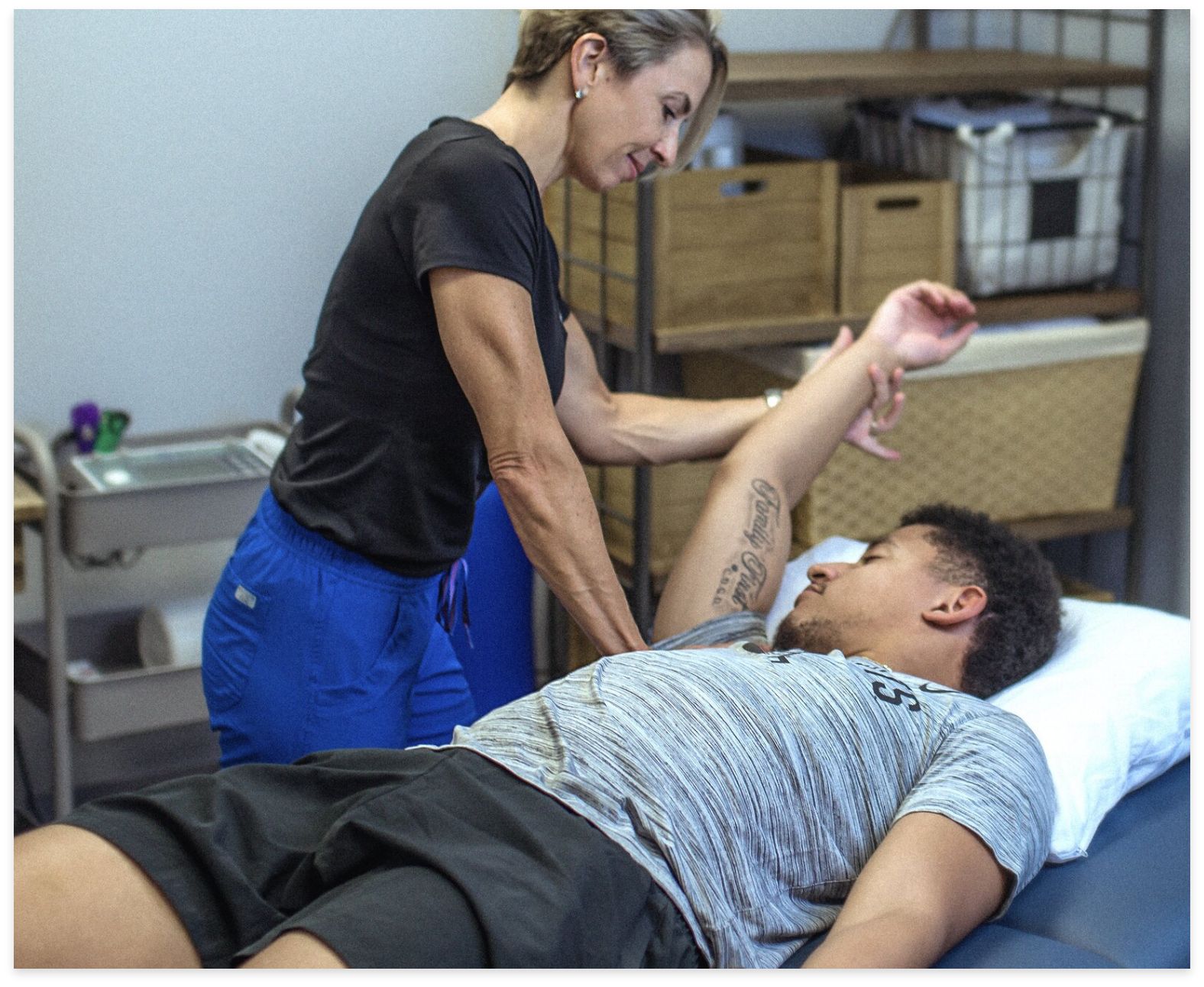 Close up of person undergoing manual therapy