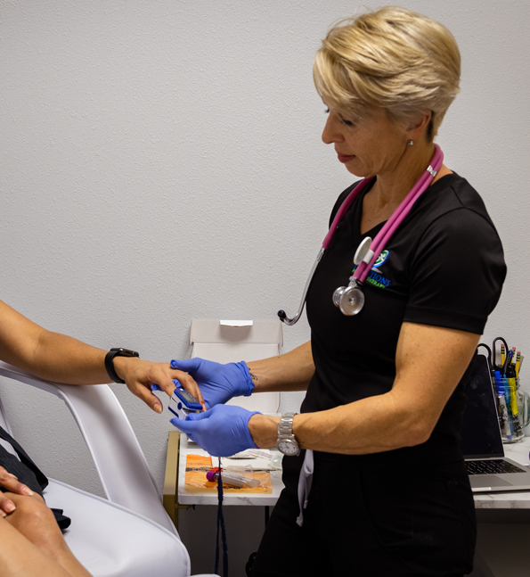 Image shows a person having an health examination