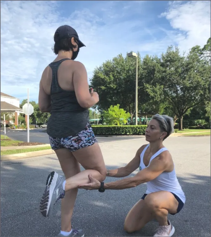 image showing girl having biomechanical knee examination